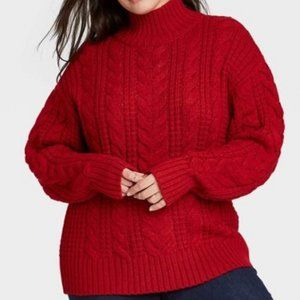 Plus Size Mock Turtleneck Pullover Sweater